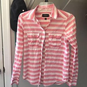 Express - Beautiful white and pink stripe shirt